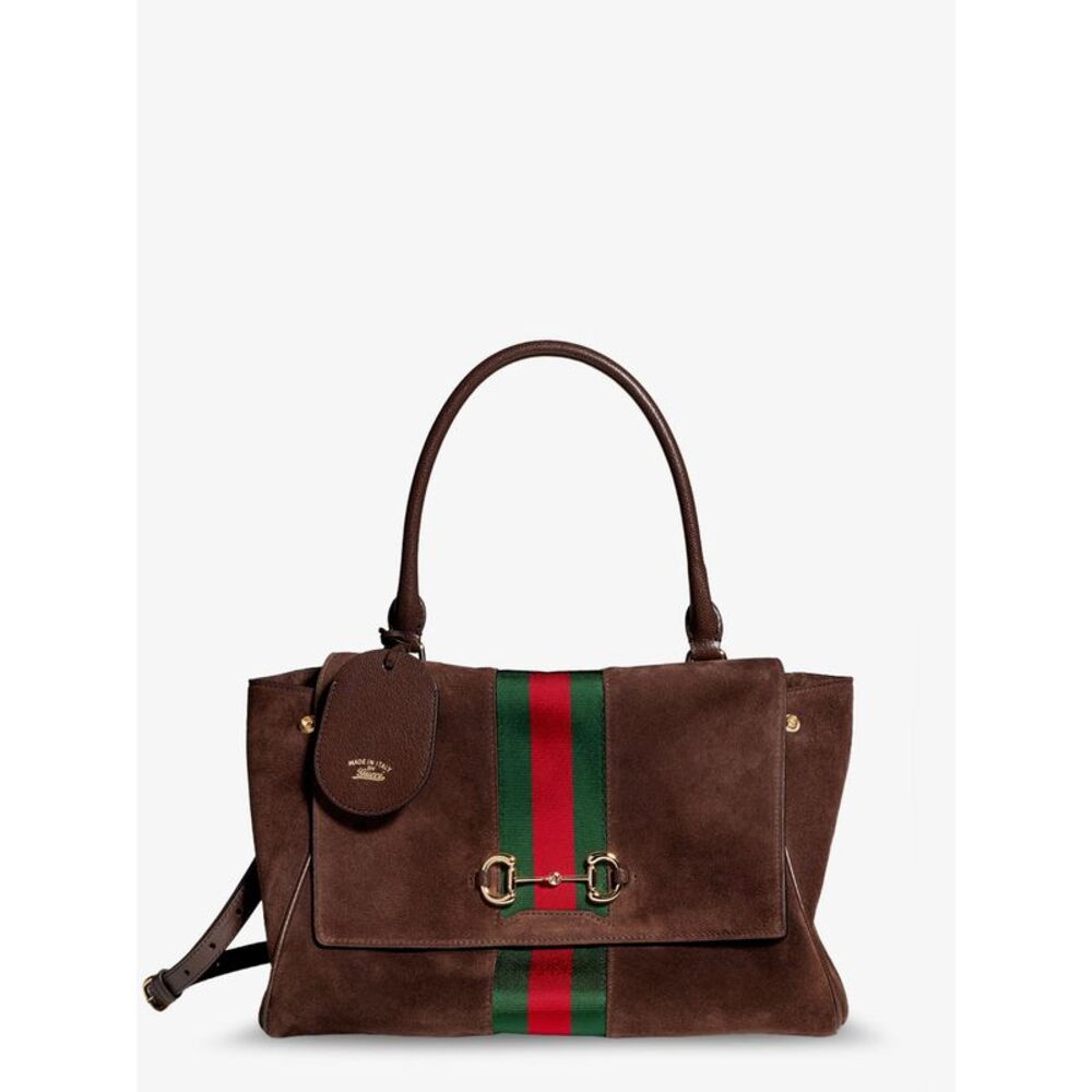 Gucci Women Paparazzo Suede Handbag With Iconic Web Detail On The Front